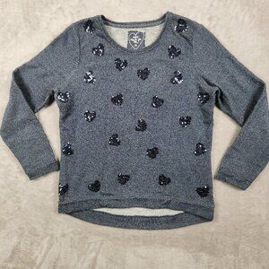 NEXT Sweatshirt Blue Sequined Hearts Size M